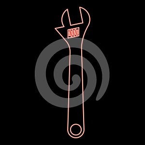 Neon monkey wrench adjustable spanner divorce key red color vector illustration image flat style