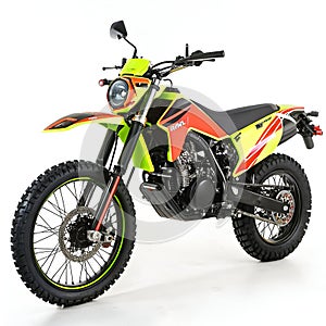 A Neon Motorcycle Isolated on White Background