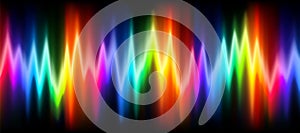 Neon music equalizer, magnetic or sonic wave techno vector background.