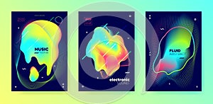 Neon Music Poster. Futuristic Pattern. Electronic