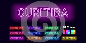 Neon name of Curitiba city