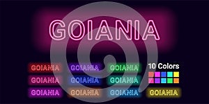 Neon name of Goiania city