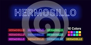 Neon name of Hermosillo city photo