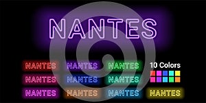 Neon name of Nantes city