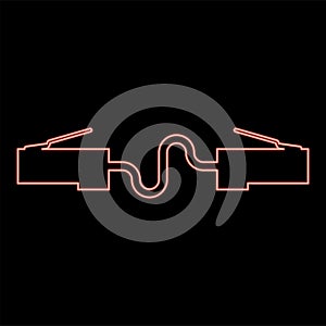 Neon network connector Patch cord Ethernet cable LAN wire icon black color vector illustration flat style image red color vector