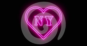 Neon New York sign depicts Manhattan in NYC America - 4k