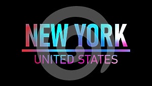 neon new york sign with dots.4k video.motion animation.black background