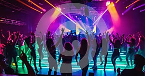 Neon nightclub music concert scene