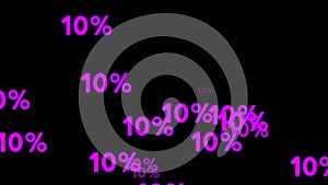 Neon number 10 percent sign symbol