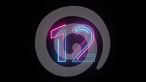 Neon number 12 with alpha channel, neon numbers, number twelve