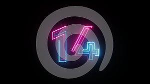 Neon number 14 with alpha channel, neon numbers, number fourteen