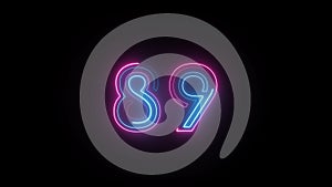 Neon number 89 with alpha channel, neon numbers, number eighty nine