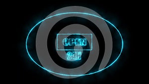 Neon Open Sign Animation Background,neon Text We Are Open Sing For Business, Hotel And Restaurant, Neon sign text animation Open