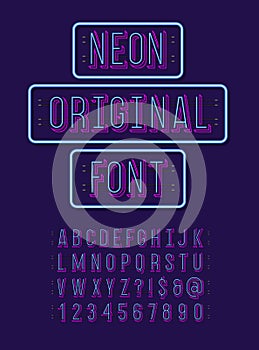 Neon original font 3d modern colorful style.