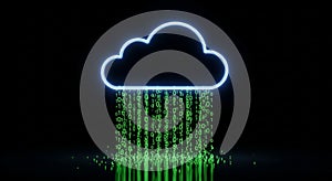 Digital Cloud Computing Data Rain Binary Code Flowing Abstract Technology