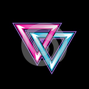 Neon Overlapping Triangle vector