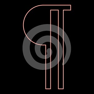 Neon paragraph sign Editable pilcrow text symbol typing element red color vector illustration image flat style