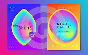 Neon Party. Linear Sound Banner. Music And Nightlife Shape. Futu