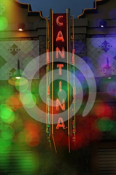 Neon Photo Composite, Mexican Restaurant Cantina Sign