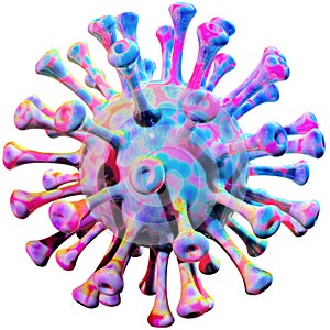 Neon pink blue coronavirus cell