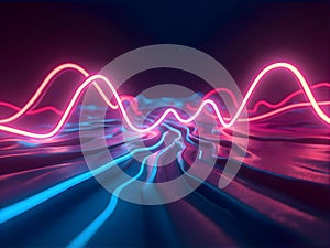 Neon Pink and Blue Data Waves