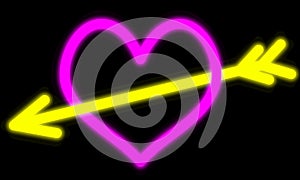 Neon Pink heart trespassing arrow