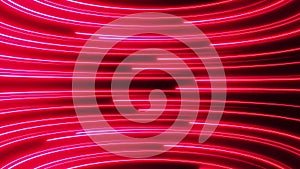 Neon pink light lines move from right to left in a semicircle on a dark background . Animation of abstract 3d background