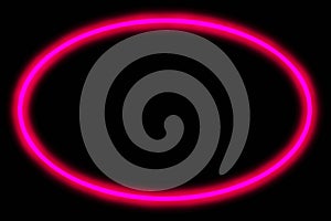 Neon pink oval frame on a black background