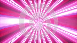 Neon pink stream. Flying through the universe lightspeed tunnel. 3d illustration