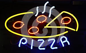 Neon Pizza Sign on Black