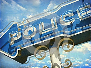 Neon police sign