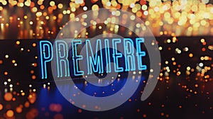 Neon Premiere Sign Abstract Background