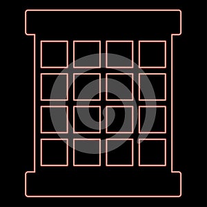 Neon prisoner window grid grate prison jail concept red color vector illustration image flat style