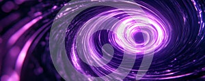 Neon purple light trails spinning in a continuous loop, creating a mesmerizing vortex effect on a