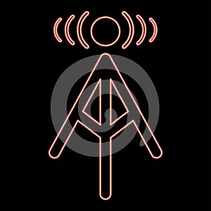Neon radio tower red color vector illustration flat style image