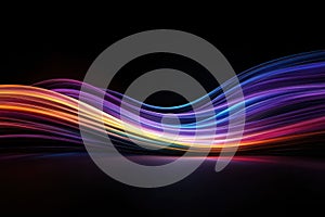 Neon Rainbow Lines in Dynamic Abstract Background.