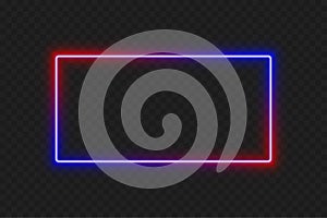 Neon Rectangle Frame - Glowing Red and Blue Vector Design photo