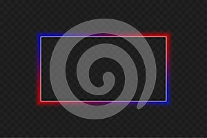 Neon Rectangle Frame - Glowing Red and Blue Vector Design photo