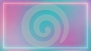 Neon Rectangle Frame on a Soft Gradient Background of Pink and Teal border