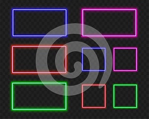 Neon Rectangle and square Frame - Glowing Red and Blue Vector Design photo