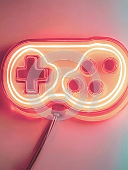 A neon red controller with a white background
