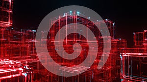 Neon Red Cube Cityscape