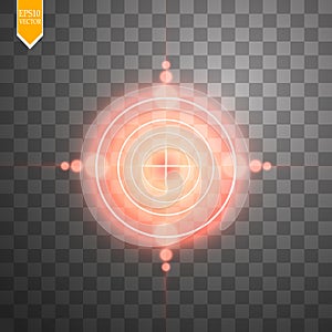 Neon red target isolated. Game Interface Element. Vector illustration