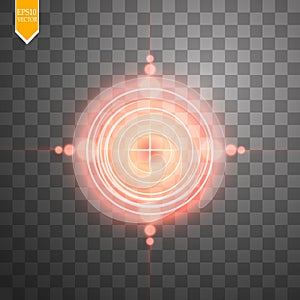 Neon red target isolated. Game Interface Element. Vector illustration