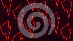 Neon red thunderbolts pattern with pulse effect