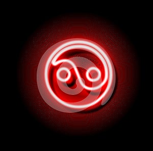 Neon red Yin yang sign