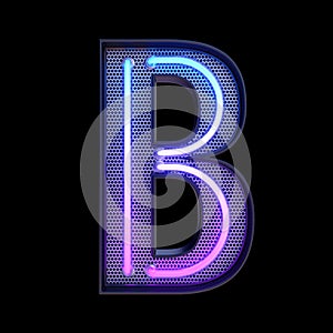 Neon retro Light Alphabet letter B isolated on a black background with Clipping Path. 3d illustration