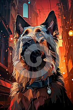 Neon Reverie: Cyberpunk Briard