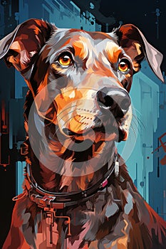 Neon Reverie: Cyberpunk Greyhound Contemplation