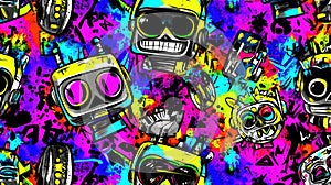 Neon Robot Graffiti